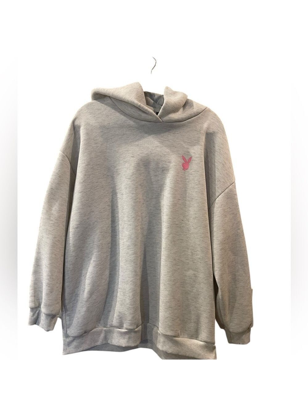 Playboy X Misguided Women’s  Oversized Gray Hoodie Sweatshirt Size Medium